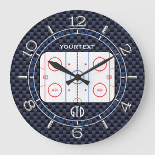 Personalisiert Hockey Rink Diagramm Blue Carbon St Große Wanduhr
