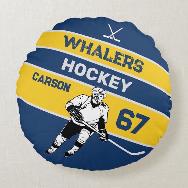 Personalisiert Hockey Round Pillow Rundes Kissen (Vorderseite)