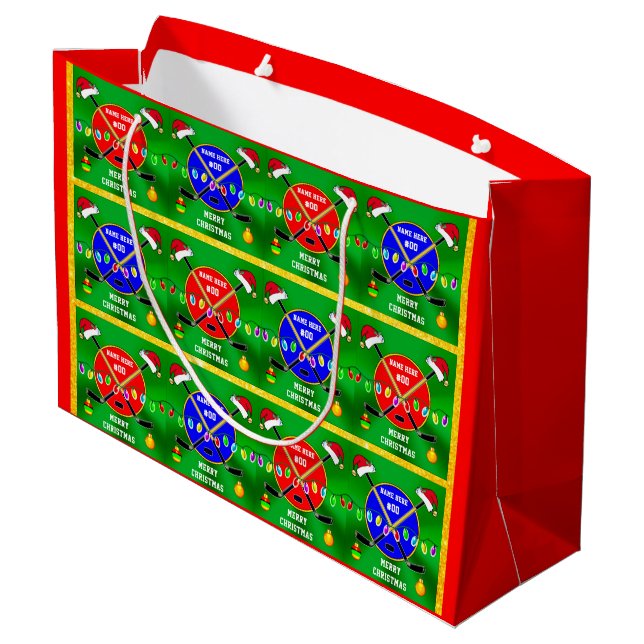 Personalisiert, Hockey Weihnachtsgeschenke, Gesche Große Geschenktüte (Rückseite Schrägansicht)