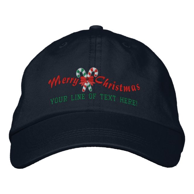 Personalisiert Holiday Greetings Candy Canes Bestickte Kappe (Vorderseite)