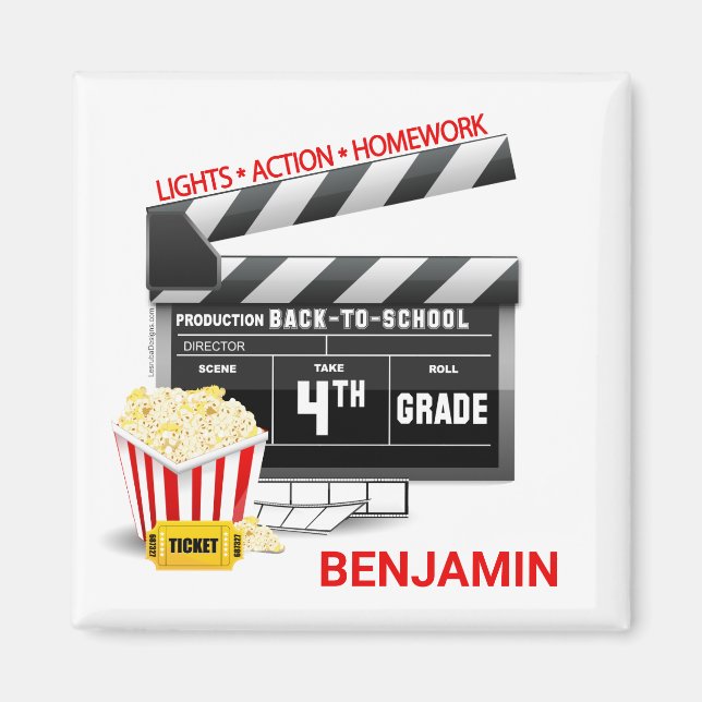 Personalisiert Hollywood Movie Theme 4. Klasse Magnet (Vorne)