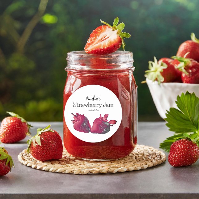 Personalisiert Homemade Strawberry Jam Runder Aufkleber (Von Creator hochgeladen)