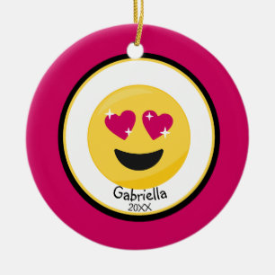 Personalisiert hören Sie Augen-Liebe Emoji Keramikornament