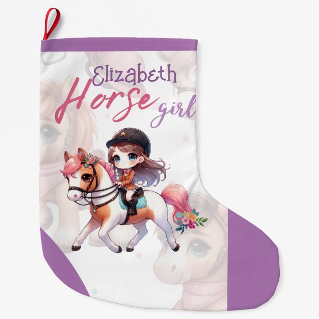 Personalisiert Horse Girl Dressage Reiten Weihnach Großer Weihnachtsstrumpf (Vorderseite)