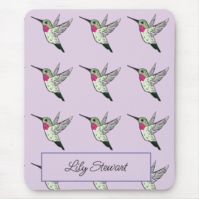 Personalisiert Hummingbird Lavender Mousepad (Vorne)