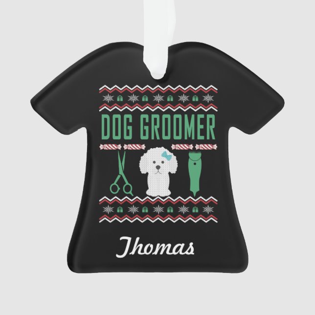 Personalisiert Hund Groomer Ugly Weihnachtssüßer Ornament (Vorderseite)