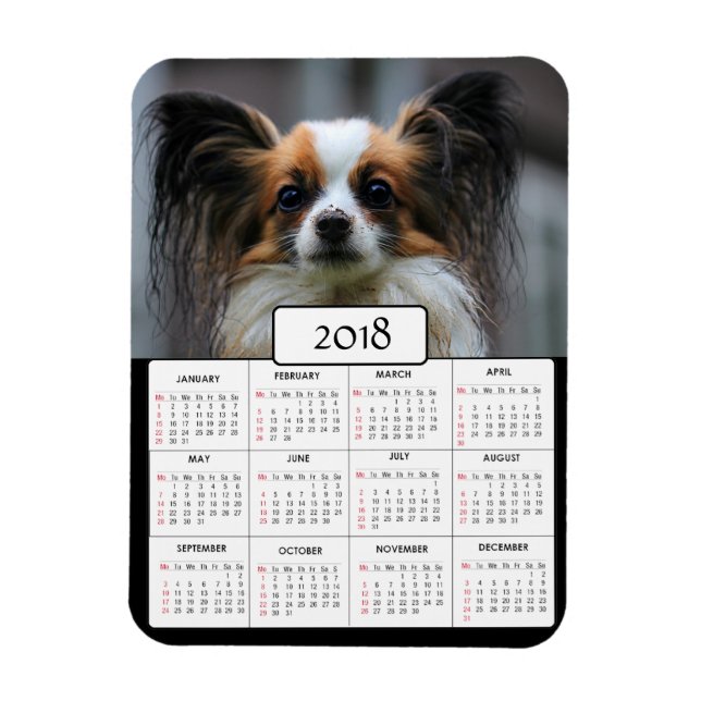 Personalisiert Hunde Foto 2018 Kalenderzeitschrift Magnet (Vertikal)