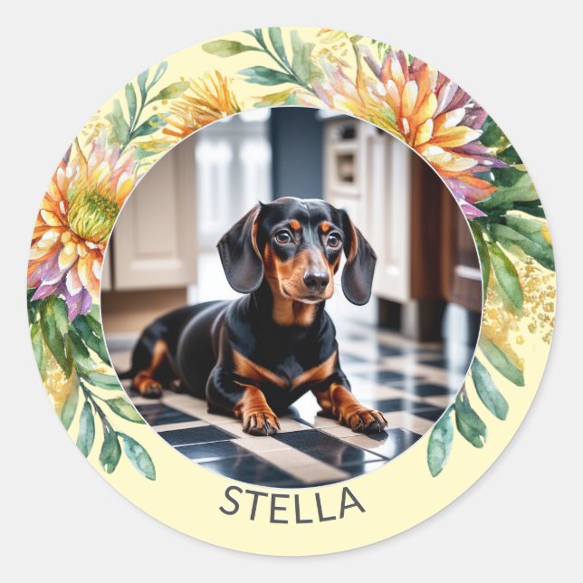 Personalisiert Hunde Foto Tiere Niedlich Runder Aufkleber (Vorderseite)
