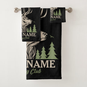 Personalisiert Hunter Deer Elk Antler Jagdclub Badhandtuch Set