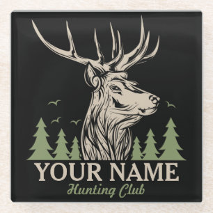 Personalisiert Hunter Deer Elk Antler Jagdclub  Glasuntersetzer