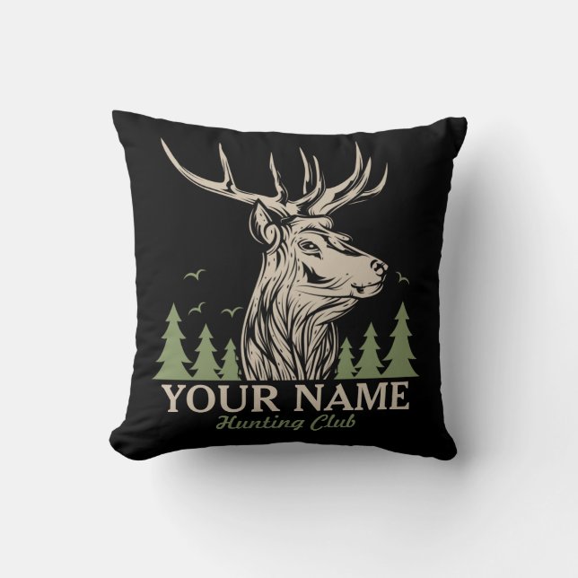 Personalisiert Hunter Deer Elk Antler Jagdclub Kissen (Vorderseite)