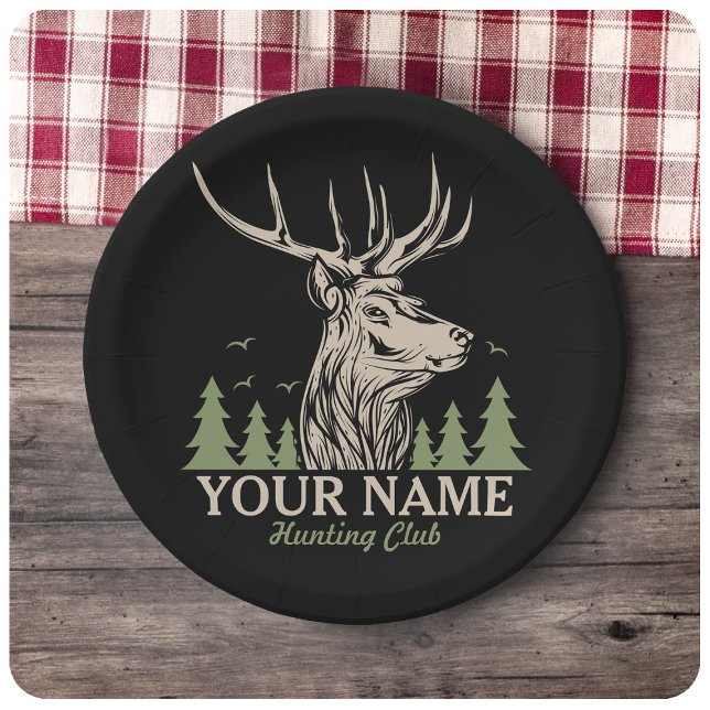 Personalisiert Hunter Deer Elk Antler Jagdclub Pappteller (Von Creator hochgeladen)