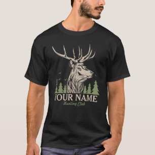 Personalisiert Hunter Deer Elk Antler Jagdclub  T-Shirt