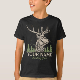 Personalisiert Hunter Deer Elk Antler Jagdclub  T-Shirt