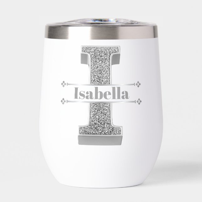Personalisiert I Initial Silver Monogram Your Name (Vorderseite)