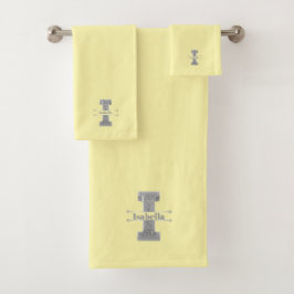 Personalisiert I Initial Silver Monogram Your Name Badhandtuch Set