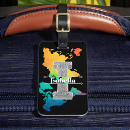 Personalisiert I Initial Silver Monogram Your Name Gepäckanhänger