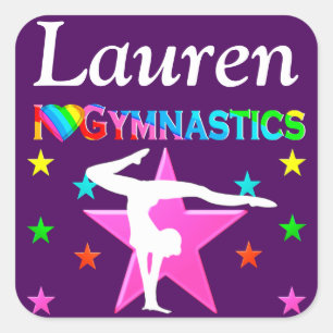 PERSONALISIERT I LIEBE GYMNASTICS LILA STICKER