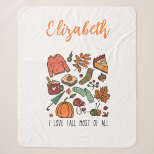 Personalisiert I Liebe Herbst Herbstleaves Pumpkin Sherpadecke