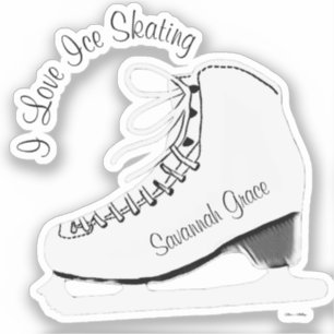 Personalisiert I Liebe Ice Skaten Name Aufkleber