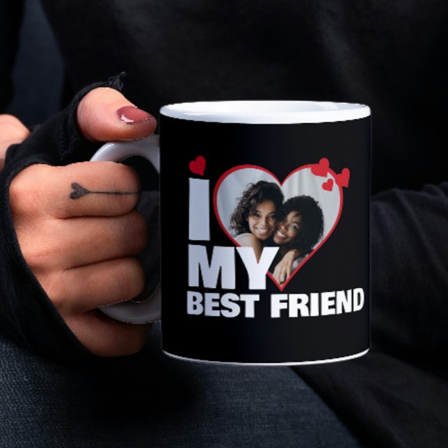 Personalisiert I Liebe Mein bester Freund Herz Fot Kaffeetasse (Personalized I Love My Best Friend Heart Photo Coffee Mugs by Ricaso. BFF photo mug gift ideas)