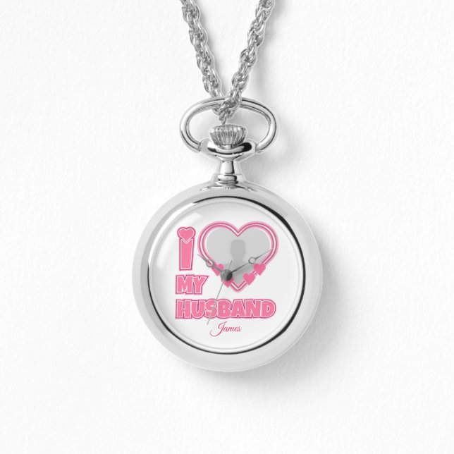 Personalisiert I Liebe Mein Ehemann - Foto und Nam Armbanduhr (Vorderseite)