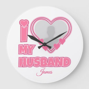 Personalisiert I Liebe Mein Ehemann - Foto und Nam Große Wanduhr