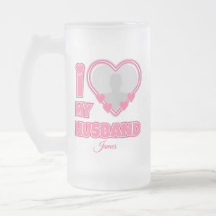 Personalisiert I Liebe Mein Ehemann - Foto und Nam Mattglas Bierglas