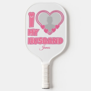 Personalisiert I Liebe Mein Ehemann - Foto und Nam Pickleball Schläger