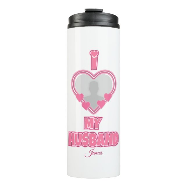 Personalisiert I Liebe Mein Ehemann - Foto und Nam Thermosbecher (Vorderseite)