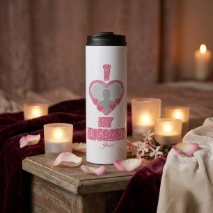 Personalisiert I Liebe Mein Ehemann - Foto und Nam Thermosbecher