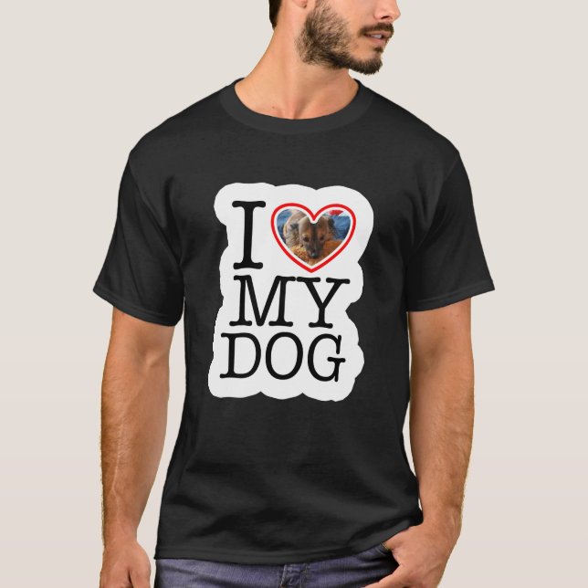 Personalisiert I Liebe Mein Hund Foto T-Shirt (Vorderseite)