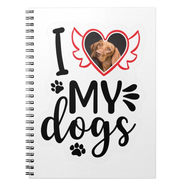 Personalisiert I Liebe Mein Hund Foto T - Shirt Notizblock (Vorderseite)