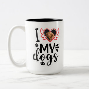 Personalisiert I Liebe Mein Hund Foto T - Shirt Zweifarbige Tasse