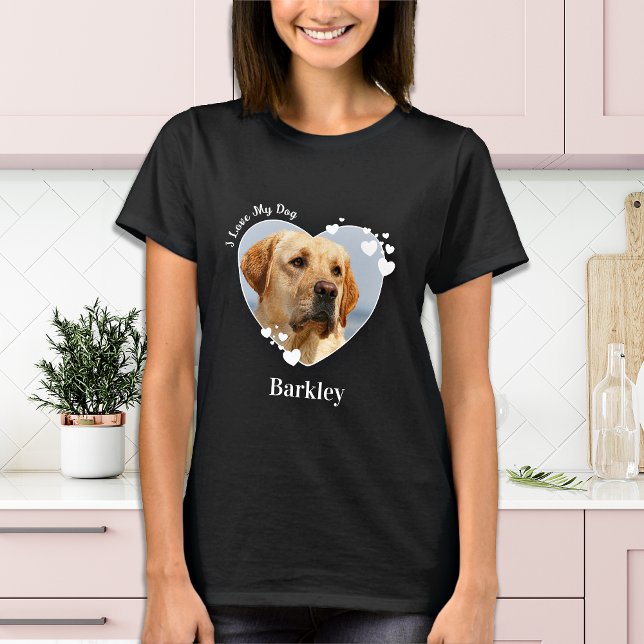 Personalisiert I Liebe Mein Hund Herz Niedliches T T-Shirt (Von Creator hochgeladen)