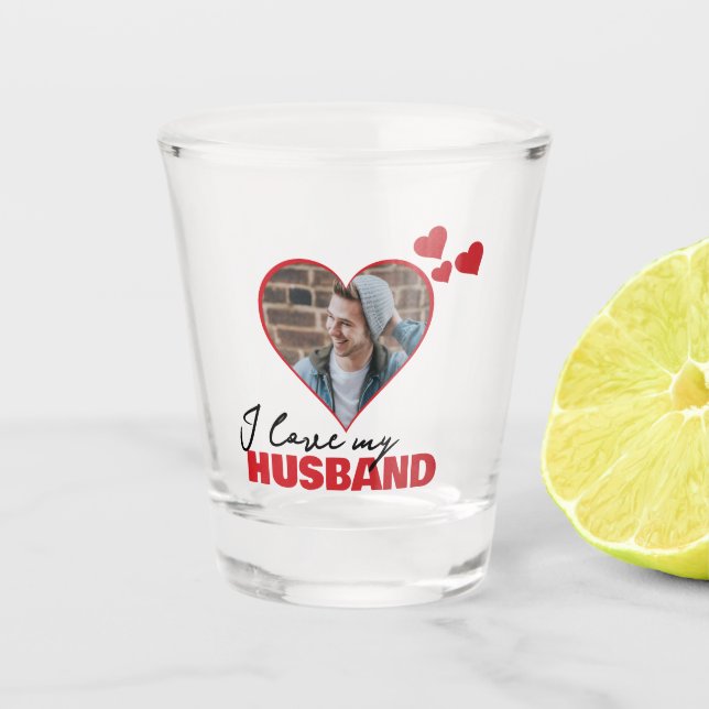 Personalisiert I Liebe Mein Husband Herz Foto Schnapsglas (Vorderseite)