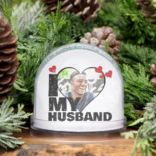 Personalisiert I Liebe Mein Husband Herz Foto Schneekugeln