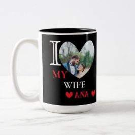 Personalisiert I Liebe Meine Ehefrau Herz Foto Zweifarbige Tasse