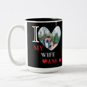 Personalisiert I Liebe Meine Ehefrau Herz Foto Zweifarbige Tasse
