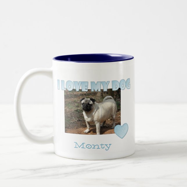 Personalisiert: I Liebe meine HundeTasse Zweifarbige Tasse (Links)