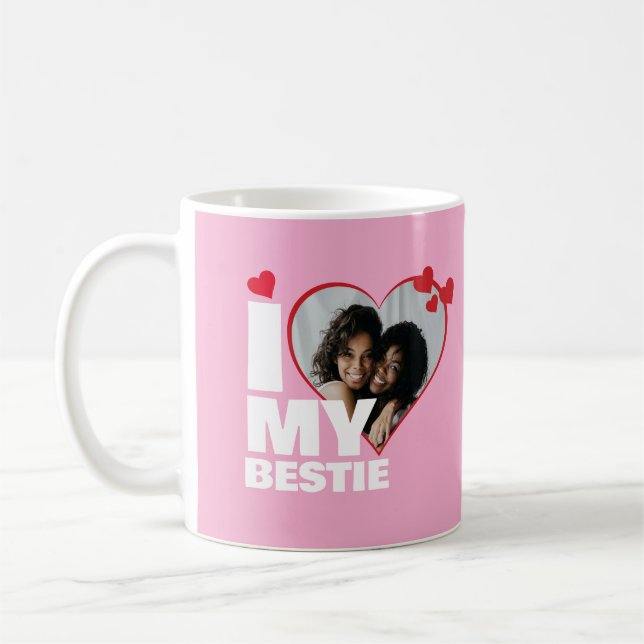 Personalisiert I Liebe My Bestie Heart Foto Kaffeetasse (Links)