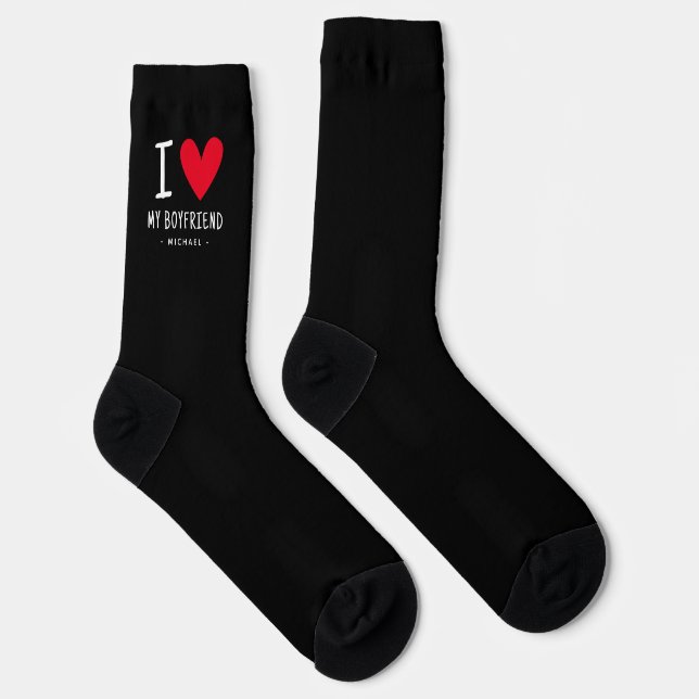 Personalisiert "I Liebe My Boyfriend" Valentine Socken (Rechts)