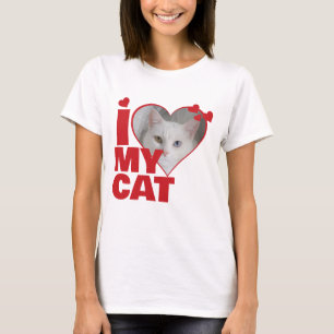 Personalisiert I Liebe My Cat Heart Foto T-Shirt