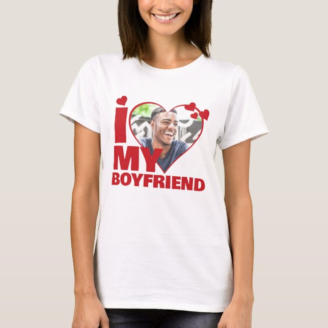 Personalisiert I Liebe My - Foto Herz T-Shirt (Vorderseite)
