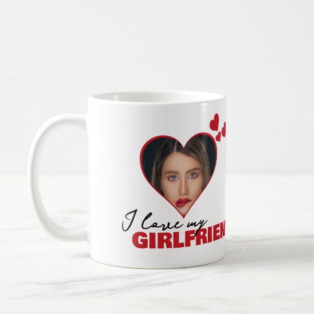 Personalisiert I Liebe My Girlfriend Herz Foto Kaffeetasse (Links)