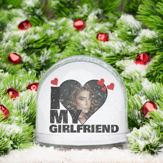 Personalisiert I Liebe My Girlfriend Herz Foto Schneekugeln (Weihnachten)