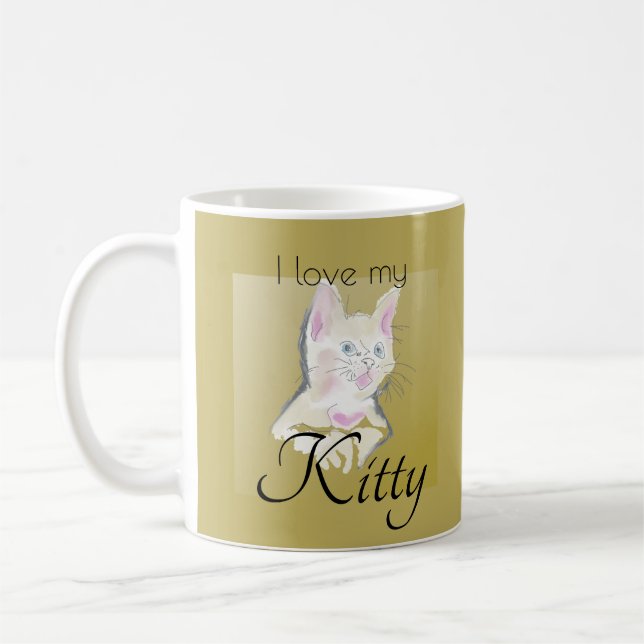 Personalisiert I Liebe My Kitty Foto Kaffeetasse (Links)