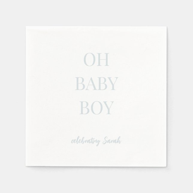 Personalisiert Ice Blue Oh Baby Boy Dusche Napkins Serviette (Vorderseite)