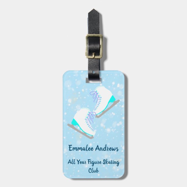 Personalisiert Ice Skaten Blue Skaten Club/Anschri Gepäckanhänger (Vorderseite vertikal)