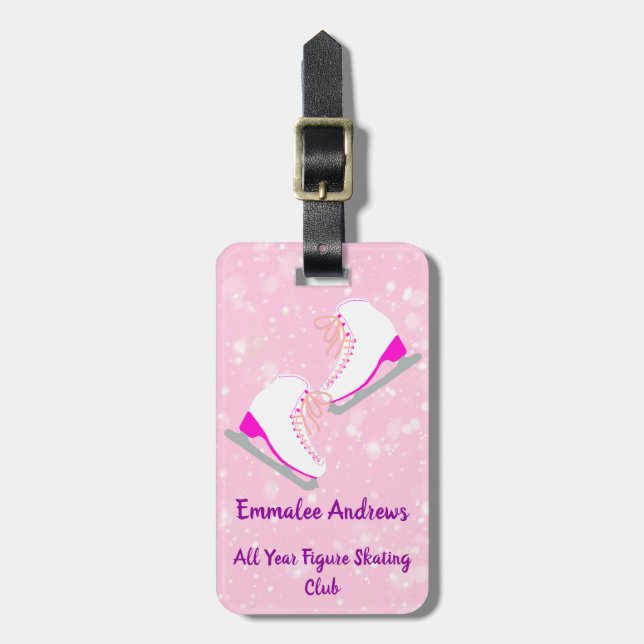 Personalisiert Ice Skaten Pink Skaten Club/Anschri Gepäckanhänger (Vorderseite vertikal)